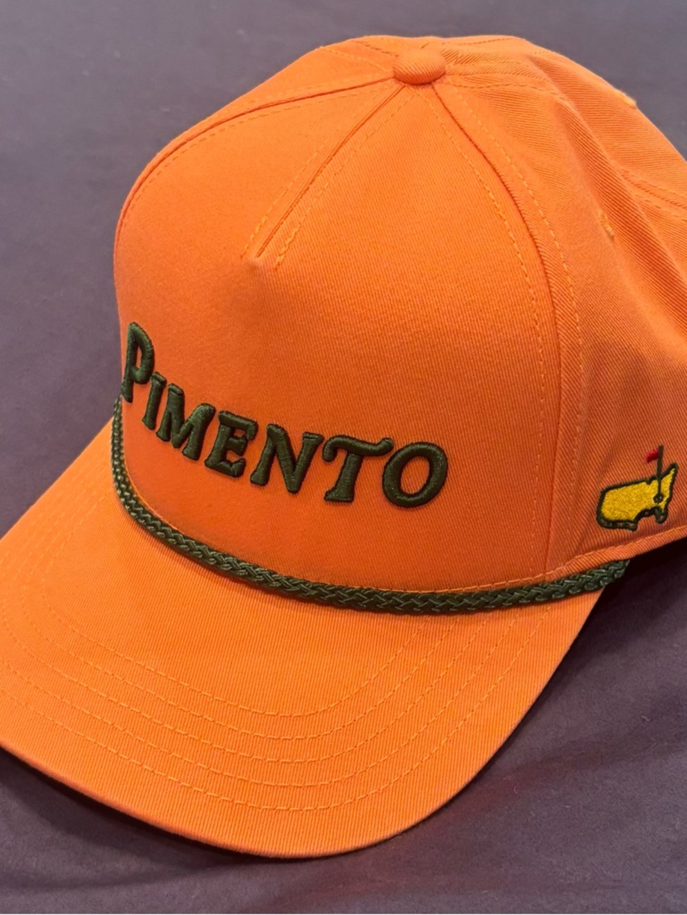 2026 Masters Script “PIMENTO” Hat Augusta National Golf Peach - Picture 2 of 3